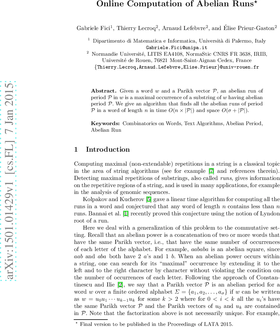 Online Computation of Abelian Runs