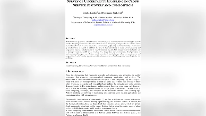 Survey of Uncertainty Handling in Cloud Service Discovery and   Composition