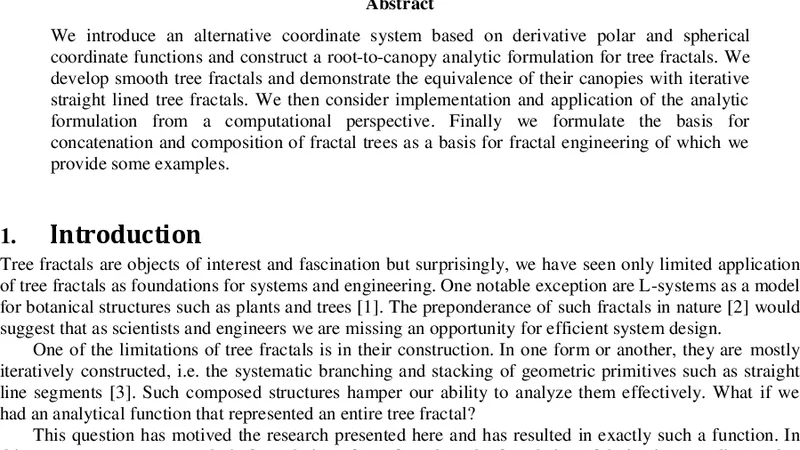 Derivative coordinates for analytic tree fractals and fractal   engineering