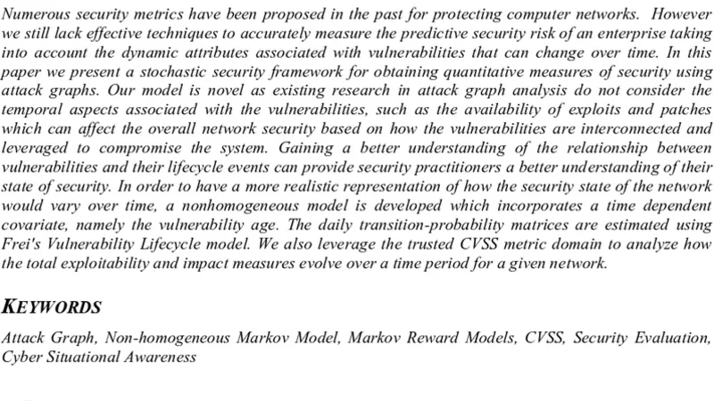 Predictive Cyber-security Analytics Framework: A non-homogenous Markov   model for Security Quantification