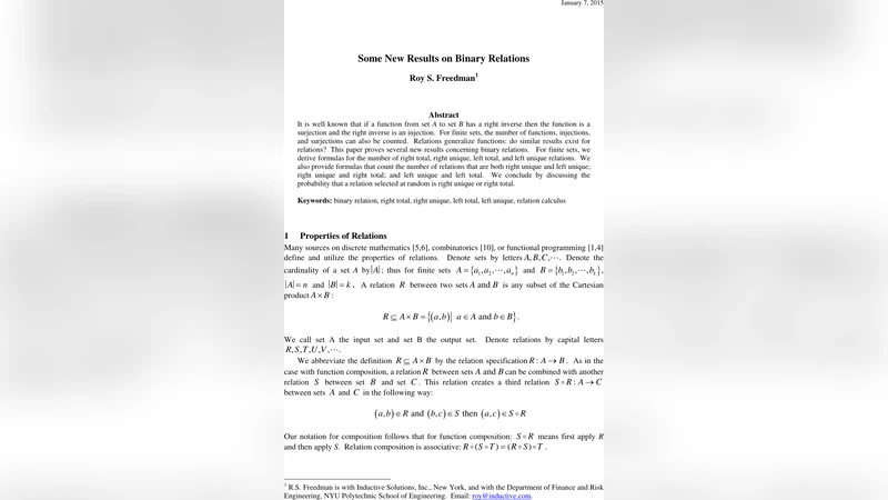 Some New Results on Binary Relations