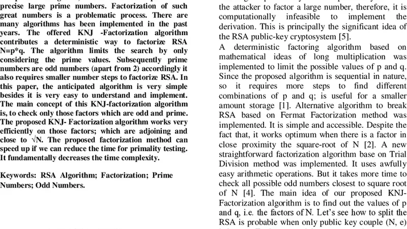 Modified Trial Division Algorithm Using KNJ-Factorization Method To   Factorize RSA Public Key Encryption
