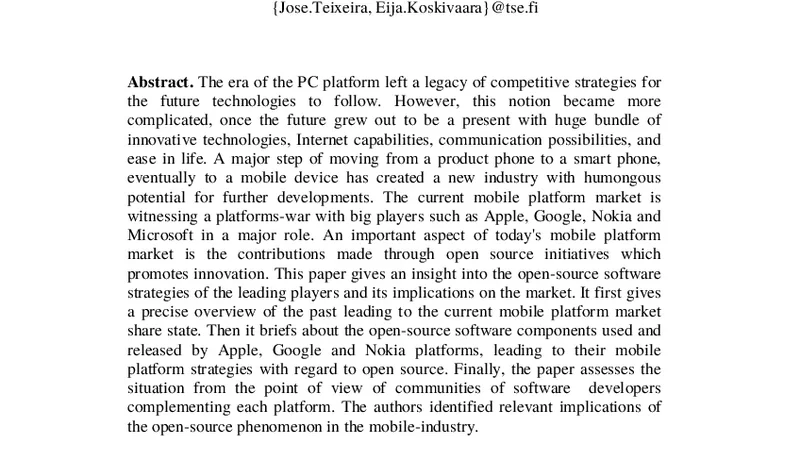 Open-Source Software Implications in the Competitive Mobile Platforms   Market