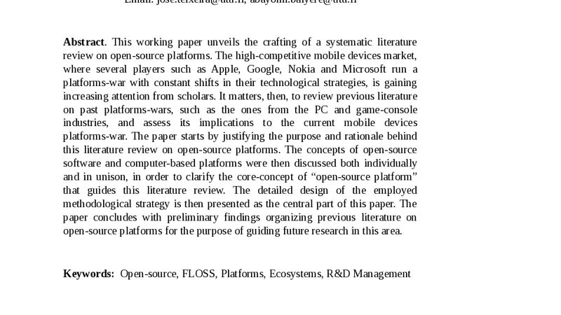 Crafting a Systematic Literature Review on Open-Source Platforms