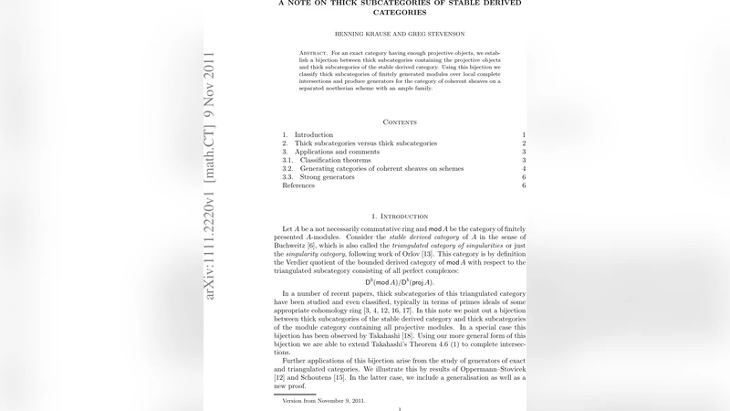 A note on thick subcategories of stable derived categories