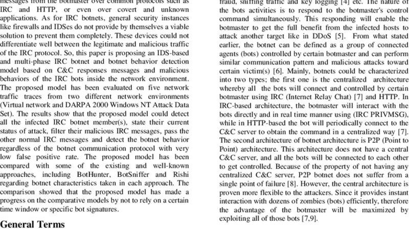 Multi-phase IRC Botnet and Botnet Behavior Detection Model