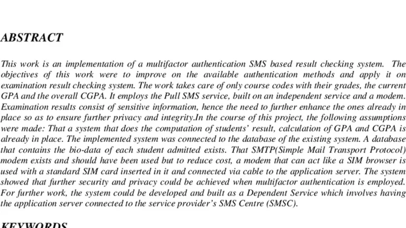 Development of a multifactor authentication result checker system   through GSM
