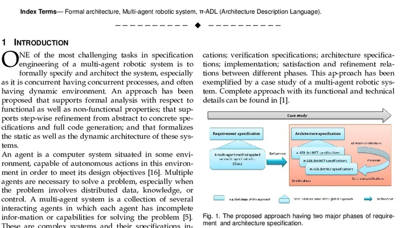 Formal requirement and architecture specifications of a multi-agent   robotic system