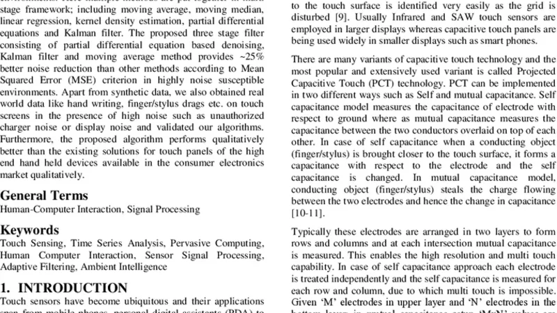 Multi Stage based Time Series Analysis of User Activity on Touch   Sensitive Surfaces in Highly Noise Susceptible Environments