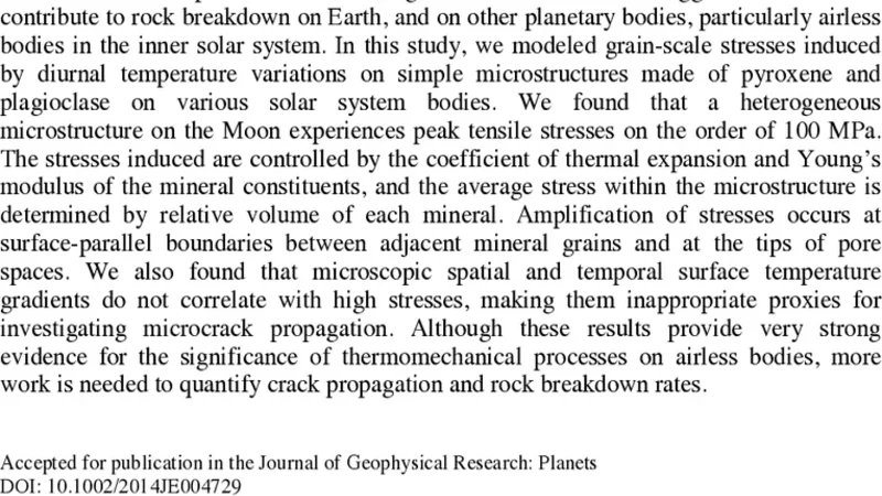 Grain-scale thermoelastic stresses and spatiotemporal temperature   gradients on airless bodies, implications for rock breakdown