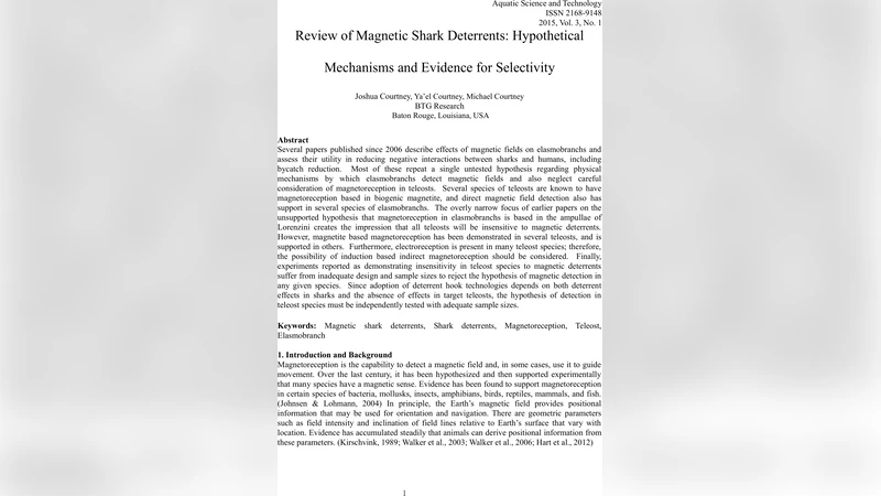 Review of Magnetic Shark Deterrents: Hypothetical Mechanisms and   Evidence for Selectivity