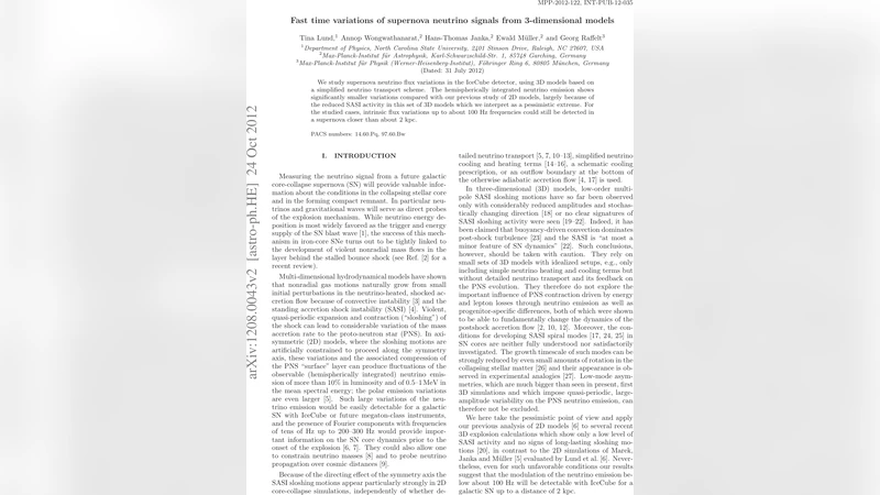 Fast time variations of supernova neutrino signals from 3-dimensional   models