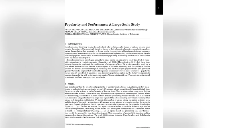 Popularity and Performance: A Large-Scale Study