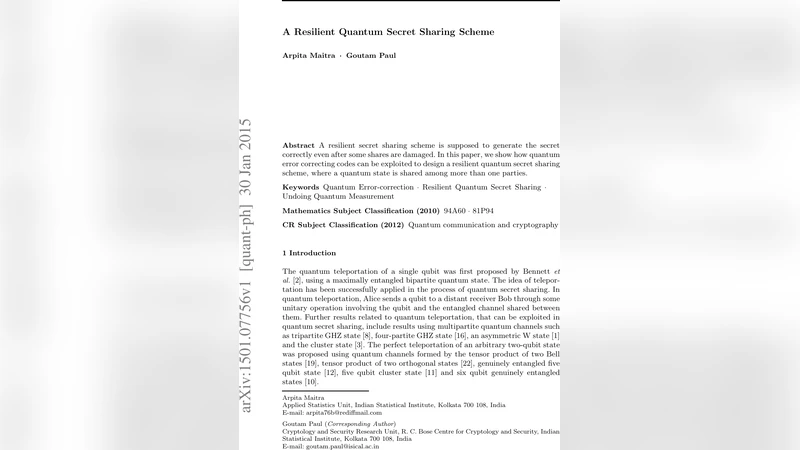 A Resilient Quantum Secret Sharing Scheme