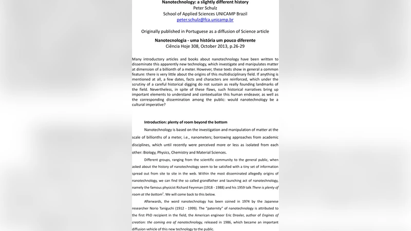 Nanotechnology: a slightly different history