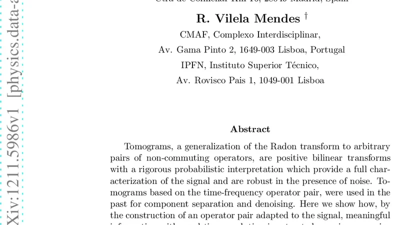 Signal recognition and adapted filtering by non-commutative tomography