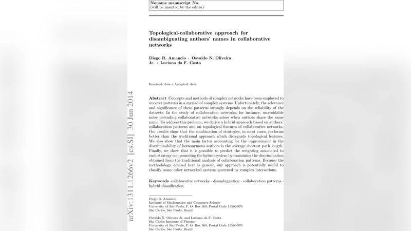 Topological-collaborative approach for disambiguating authors names in   collaborative networks