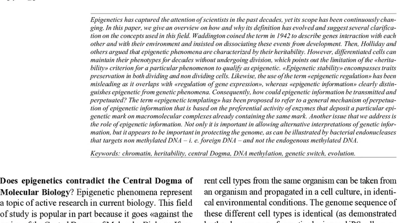 Epigenetics: What it is about?