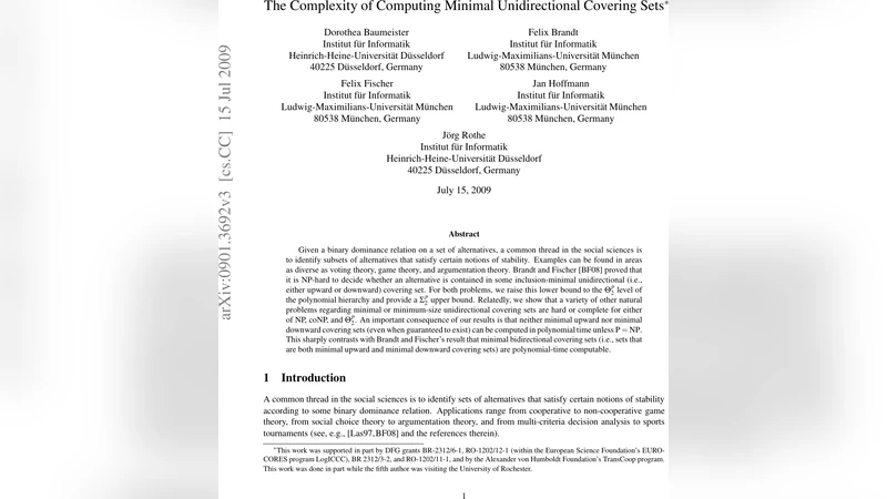 The Complexity of Computing Minimal Unidirectional Covering Sets