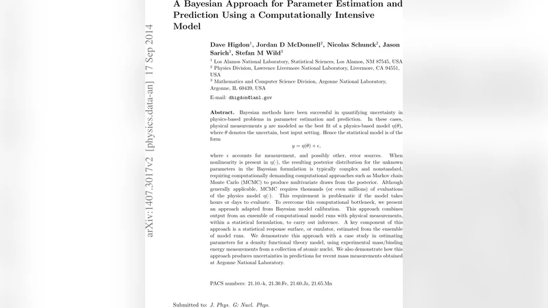 A Bayesian Approach for Parameter Estimation and Prediction using a   Computationally Intensive Model