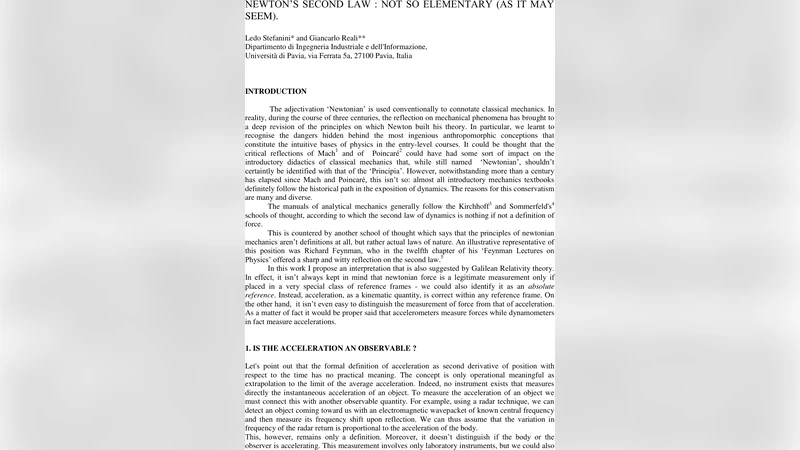 Newtons second law: not so elementary (as it may seem)