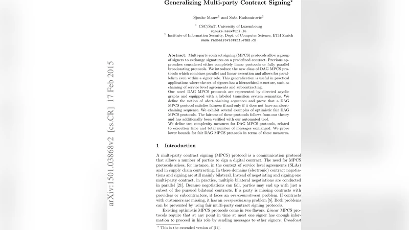 Generalizing Multi-party Contract Signing