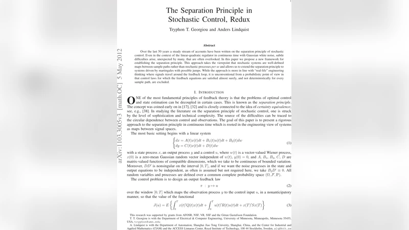 The Separation Principle in Stochastic Control, Redux