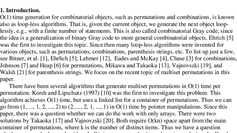 Multi-level Loop-less Algorithm for Multi-set Permutations