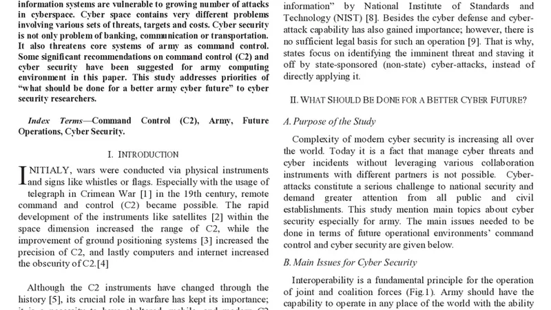 Recommendations on Future Operational Environments Command Control and   Cyber Security