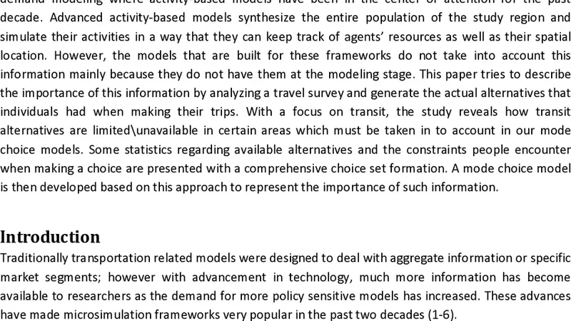 Google-based Mode Choice Modeling Approach