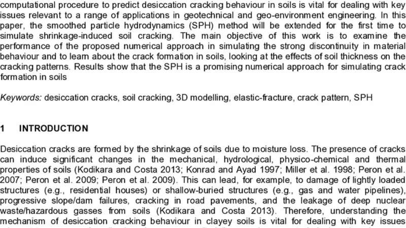 Soil cracking modelling using the mesh-free SPH method