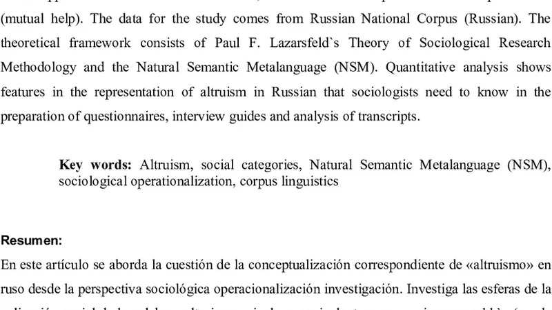 The concept "altruism" for sociological research: from conceptualization   to operationalization