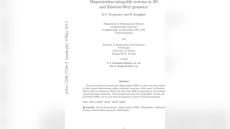 Dispersionless integrable systems in 3D and Einstein-Weyl geometry