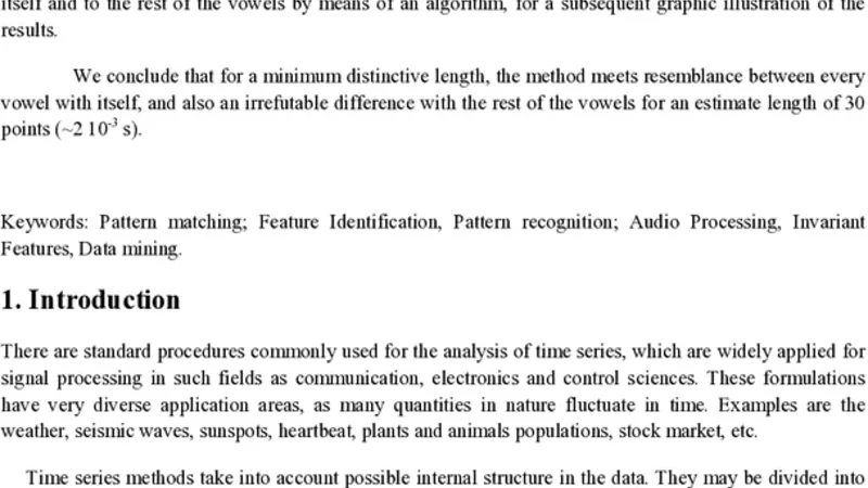A novel method based on cross correlation maximization, for pattern   matching by means of a single parameter. Application to the human voice