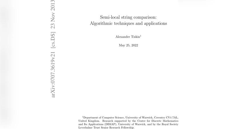Semi-local string comparison: algorithmic techniques and applications