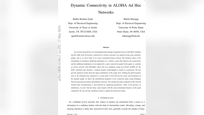 Dynamic Connectivity in ALOHA Ad Hoc Networks