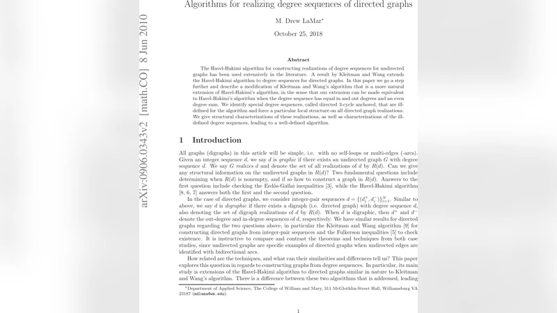 Algorithms for realizing degree sequences of directed graphs