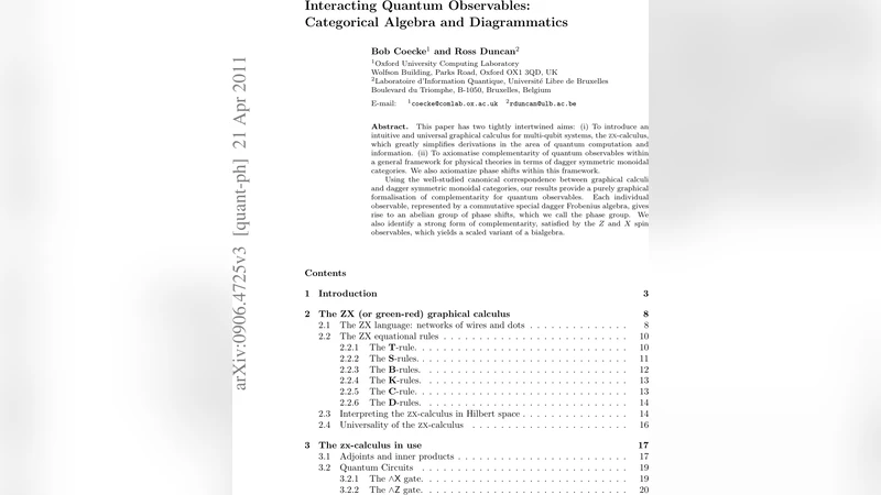 Interacting Quantum Observables: Categorical Algebra and Diagrammatics