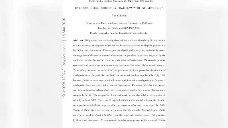 Earthquake Size Distribution: Power-Law with Exponent Beta = 1/2?