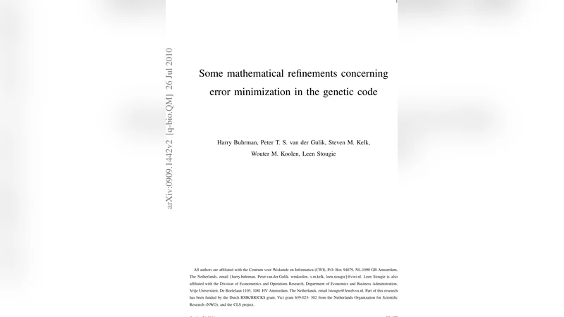 Some mathematical refinements concerning error minimization in the   genetic code