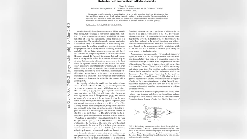 Redundancy and error resilience in Boolean Networks