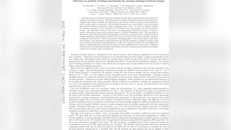 Inference in particle tracking experiments by passing messages between   images