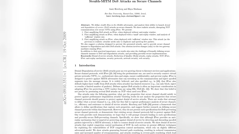 Stealth-MITM DoS Attacks on Secure Channels