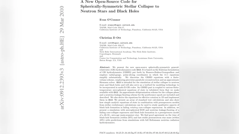 A New Open-Source Code for Spherically-Symmetric Stellar Collapse to   Neutron Stars and Black Holes