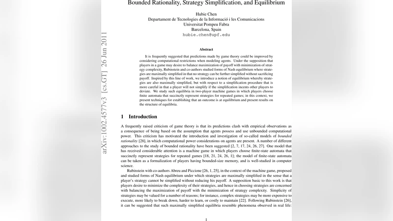 Bounded Rationality, Strategy Simplification, and Equilibrium