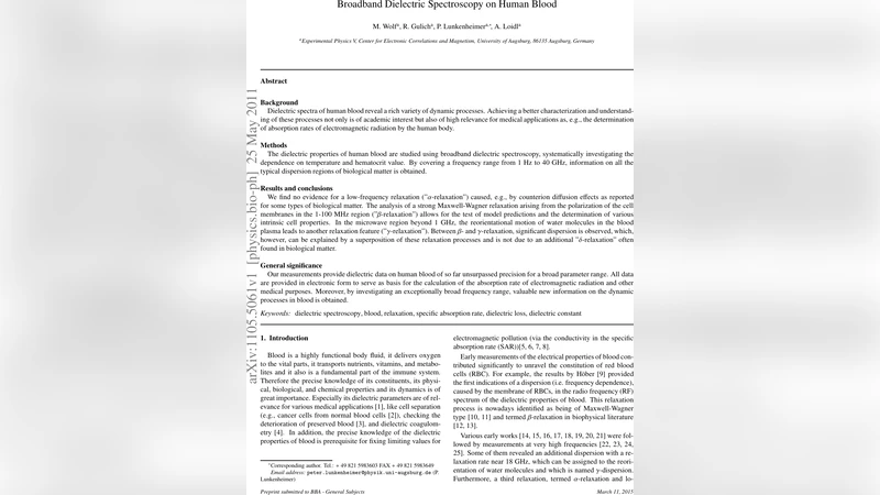 Broadband Dielectric Spectroscopy on Human Blood