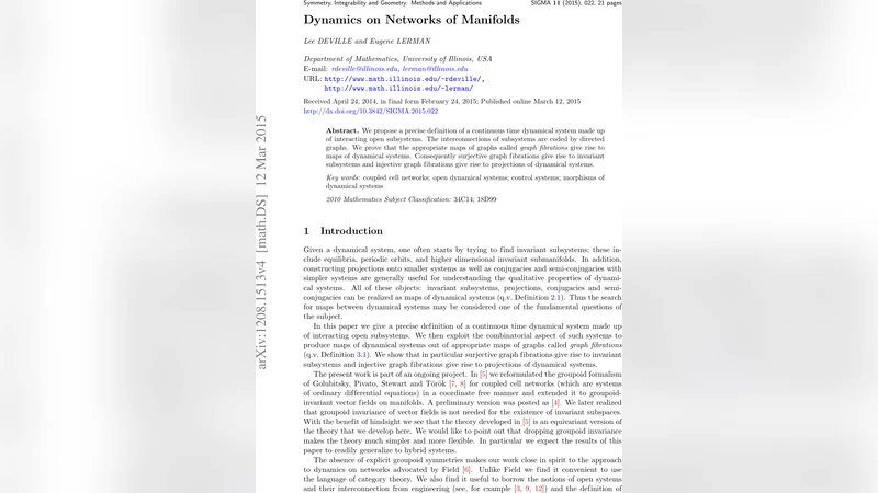 Dynamics on Networks of Manifolds