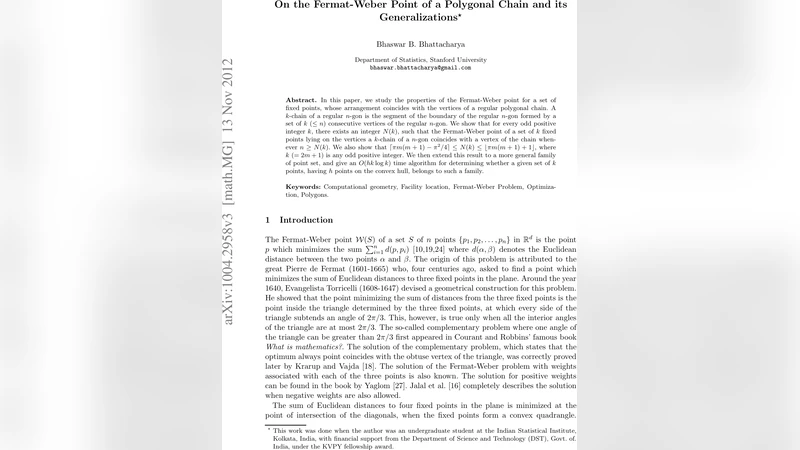 On the Fermat-Weber Point of a Polygonal Chain
