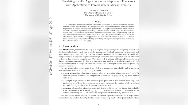 Simulating Parallel Algorithms in the MapReduce Framework with   Applications to Parallel Computational Geometry