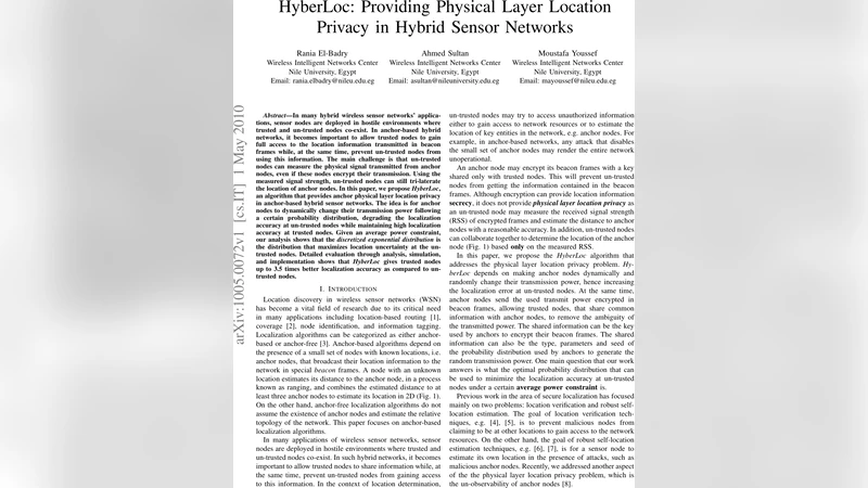 HyberLoc: Providing Physical Layer Location Privacy in Hybrid Sensor   Networks